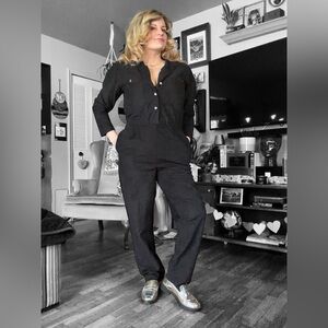 Black Jumpsuit from early 90’s, HAS SHOULDER PADS!